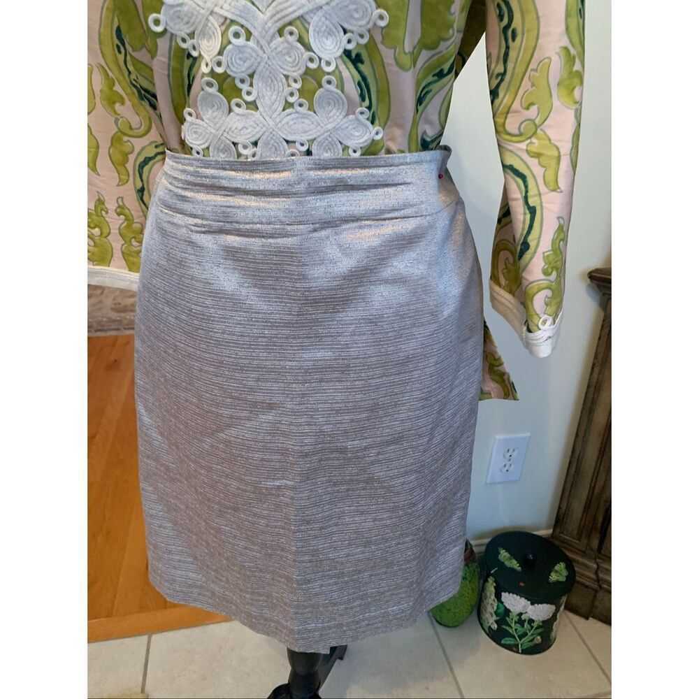LOFT Skirt Womens 8 Gold A-Line Mini Metallic Shimmer Woven Textured Lined